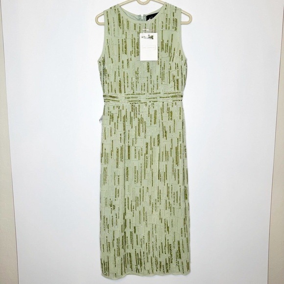 NWT Mac Duggal Beaded Sheath Midi Dress Women's Sleeveless Green Size 8 - Picture 3 of 14